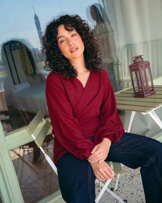 Burgandy roby blouse