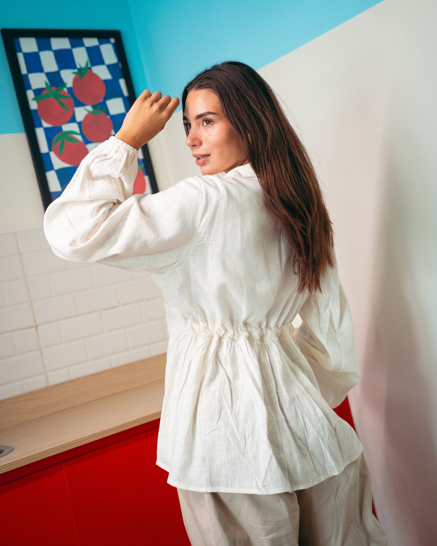 White roby blouse