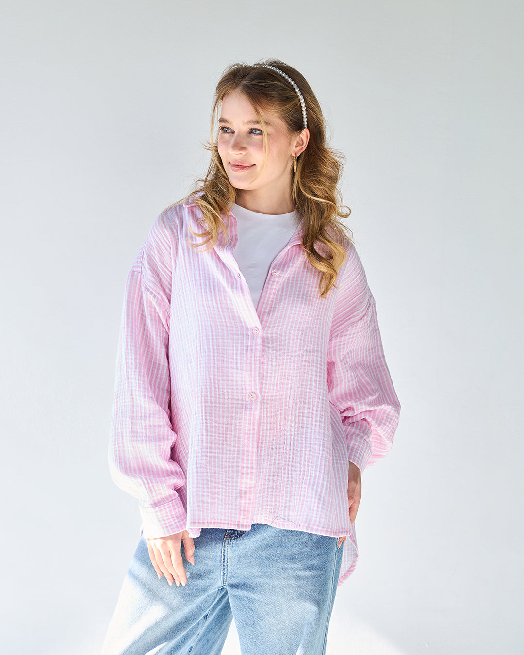 Pink stripped bubbly chemise