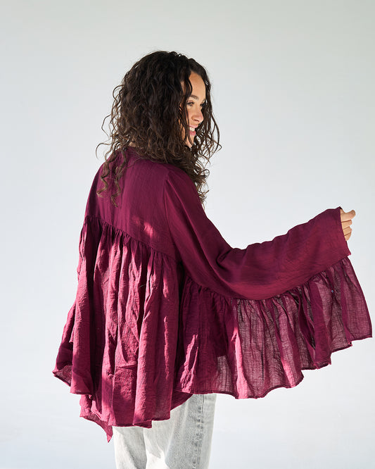 Burgandy butterfly blouse