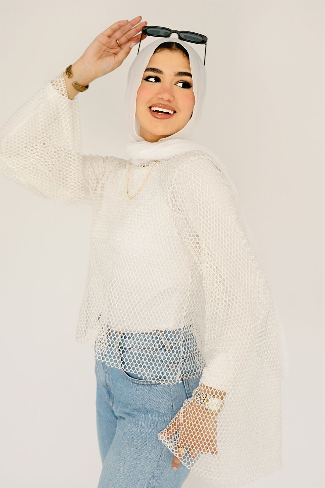 White mesh top