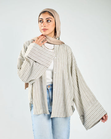 Stripped linen chemise