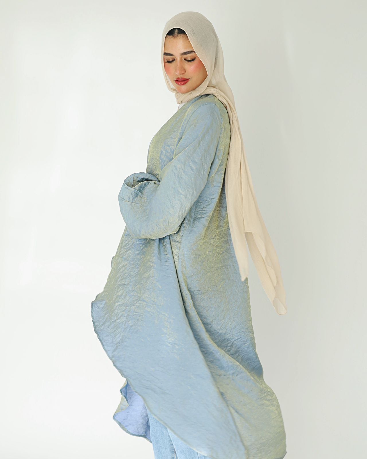 Shimmery Jeans Linen Cardigan