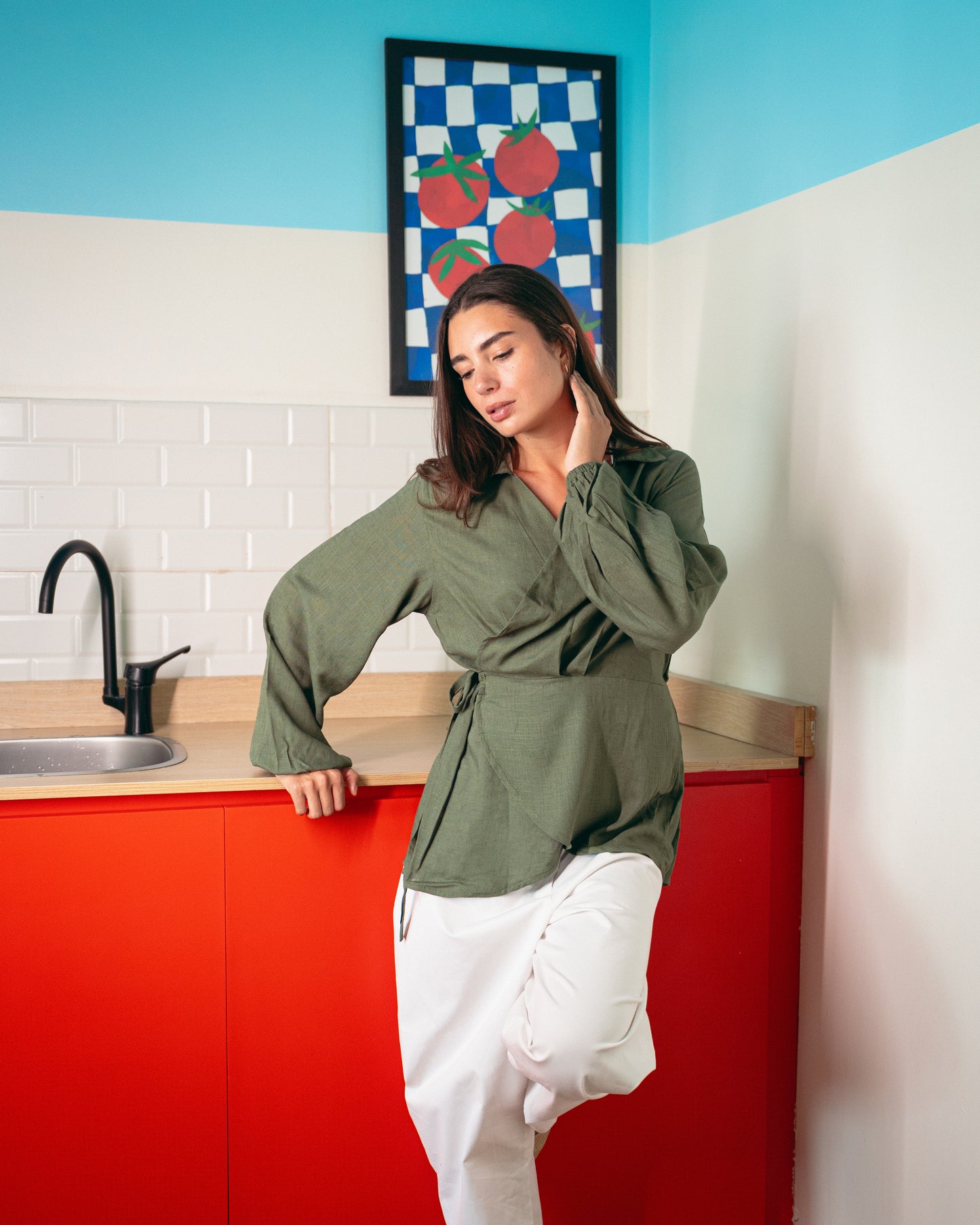 Olive roby blouse