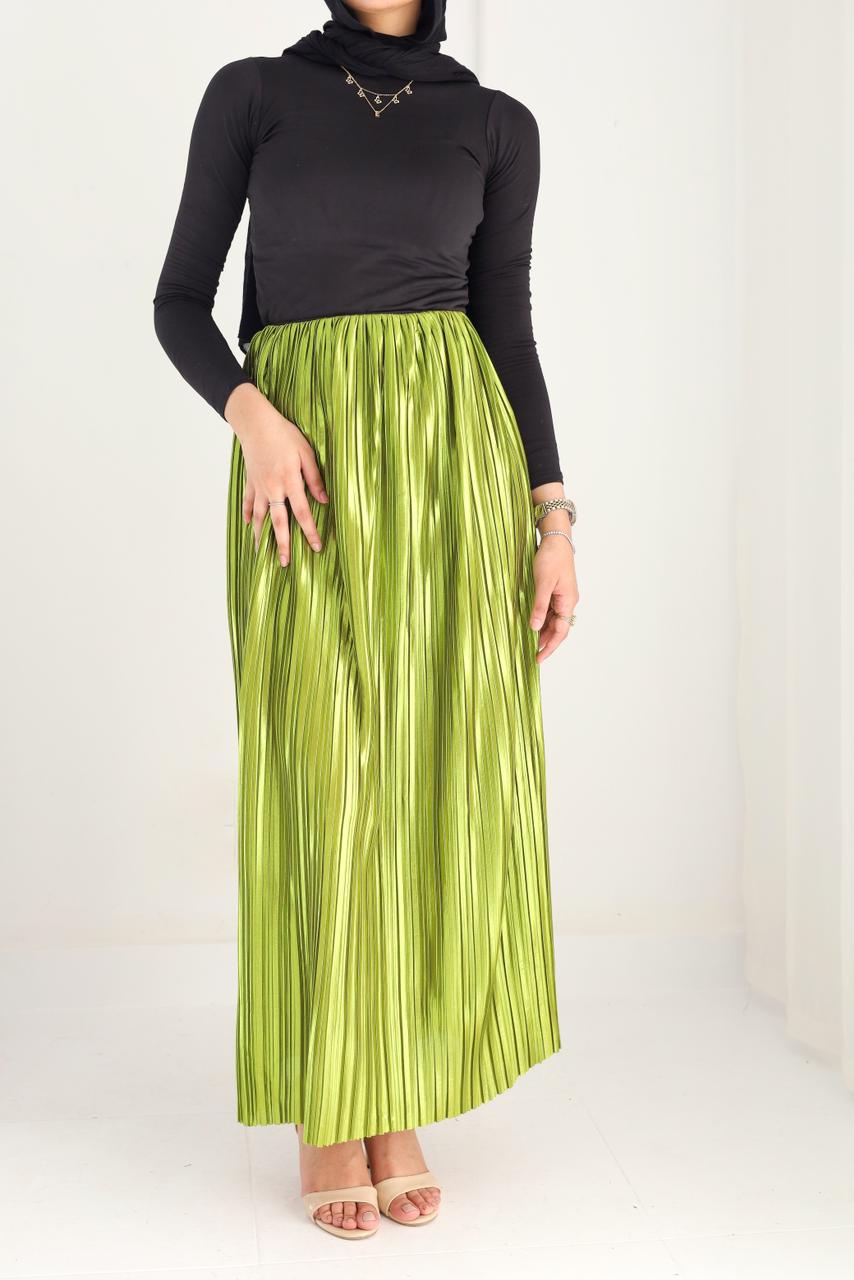 Mettalic lime green skirt