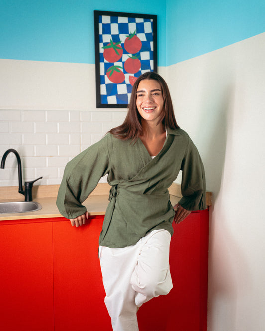 Olive roby blouse