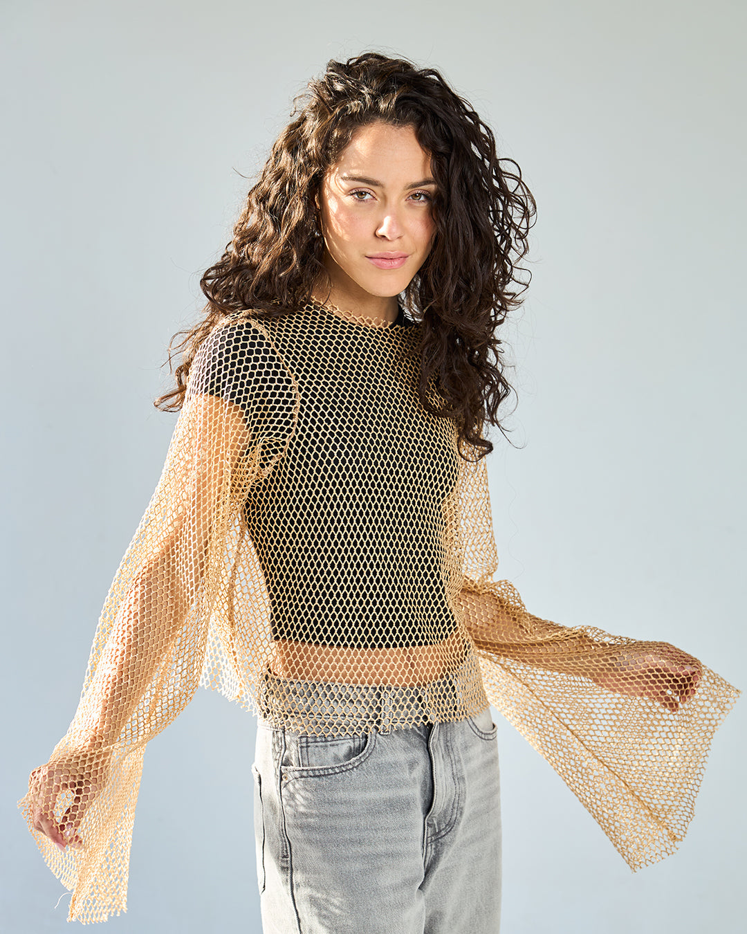 Gold mesh top
