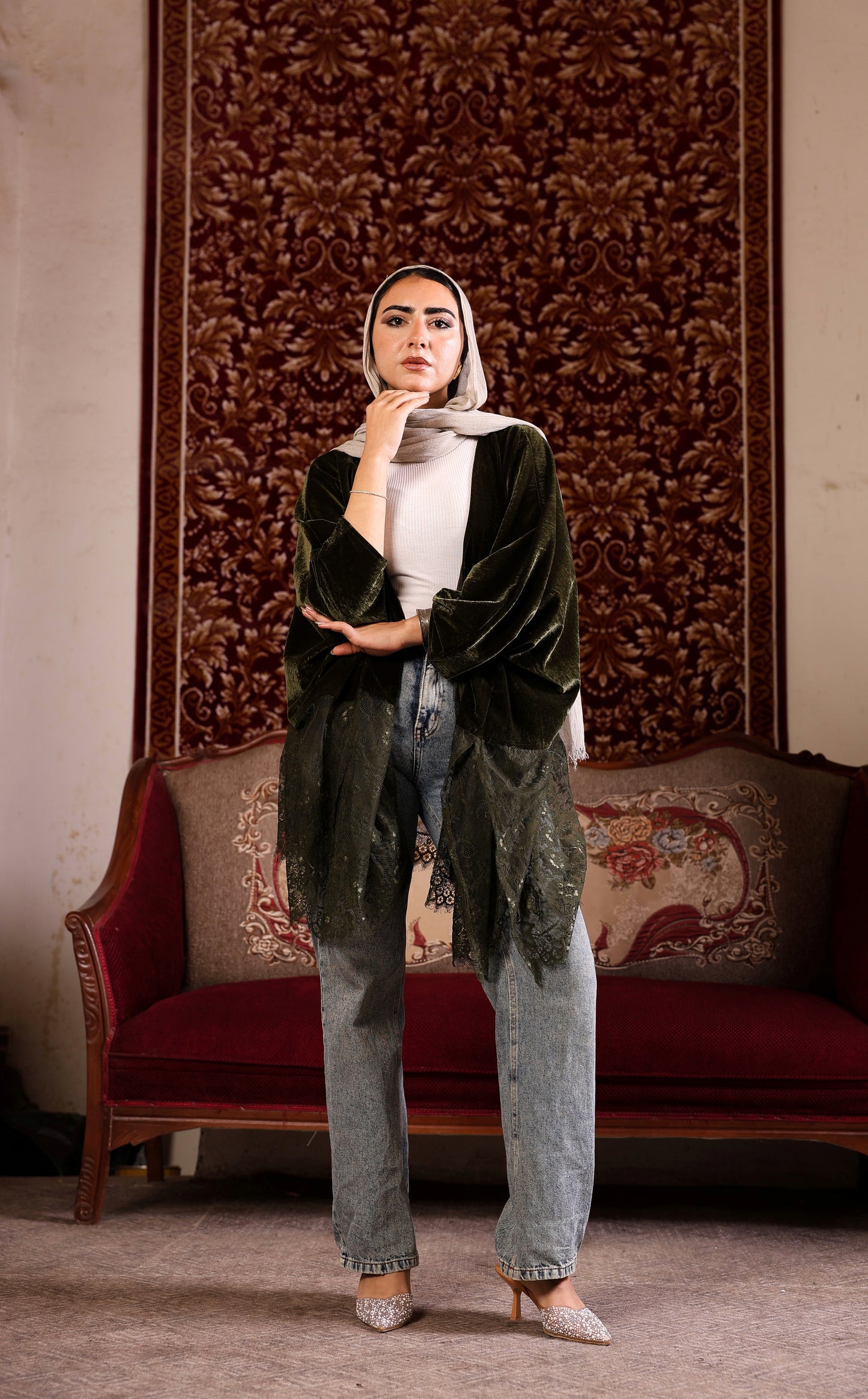 Olive gwiriya cardigan