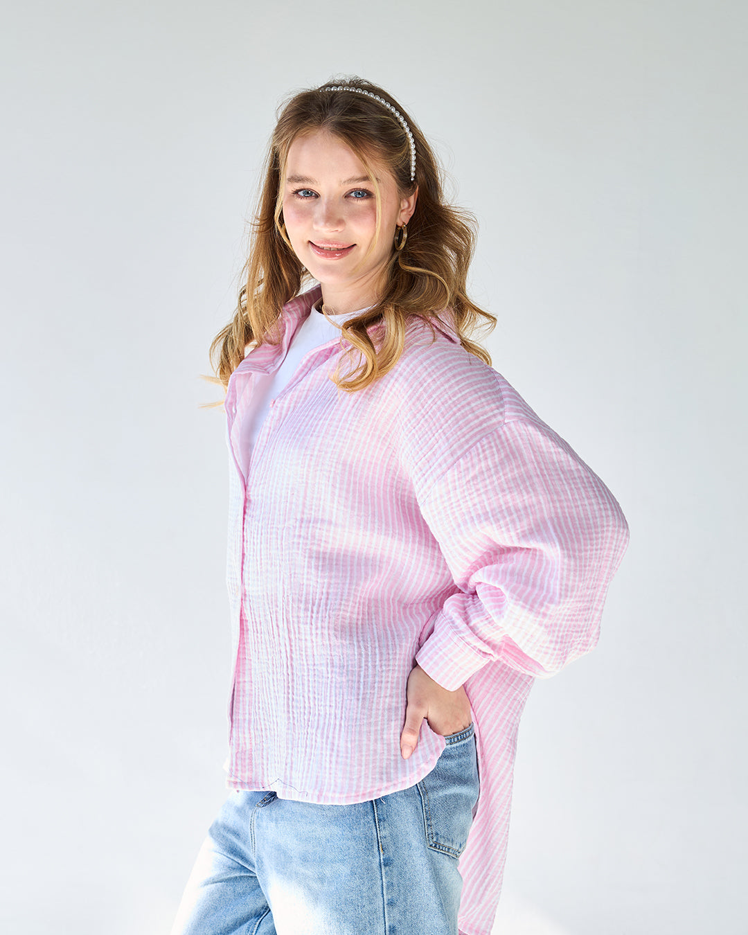 Pink stripped bubbly chemise