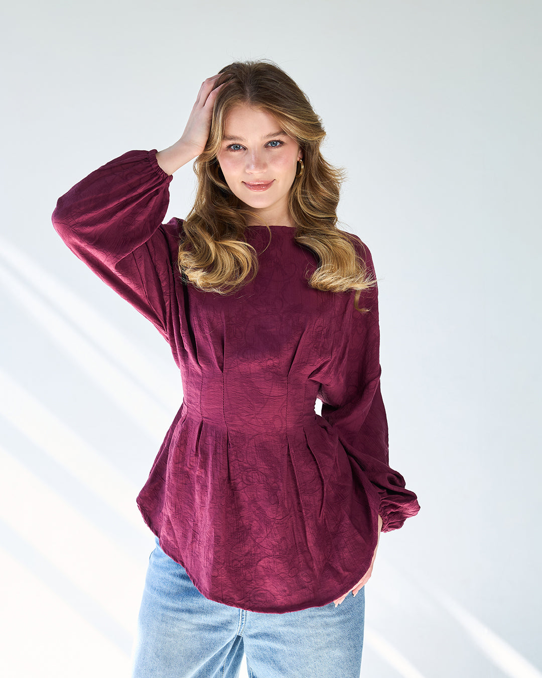 Burgandy rimmah blouse