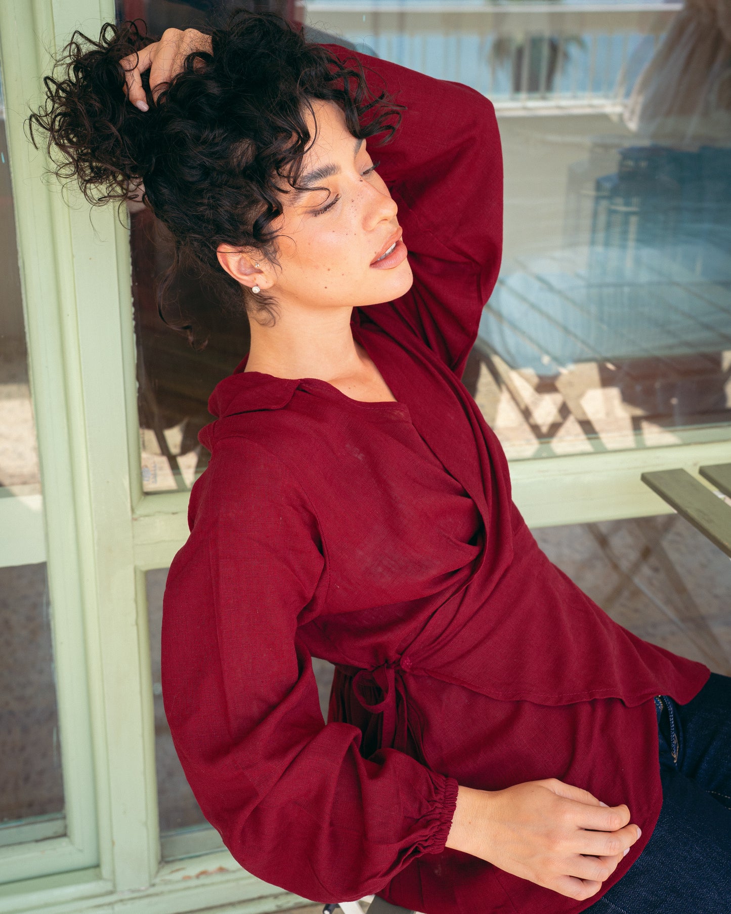Burgandy roby blouse