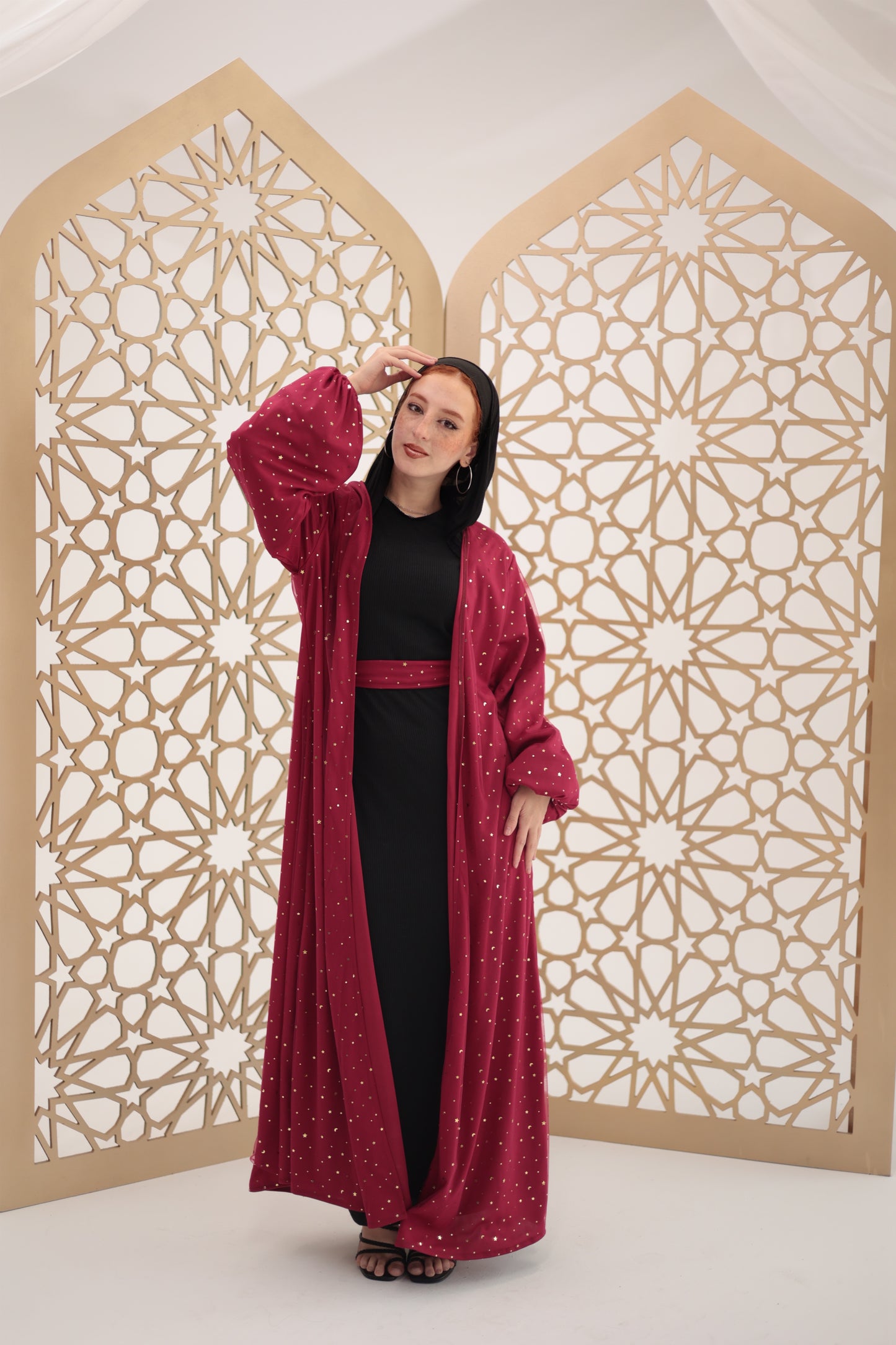 Burgandy stars qaftan