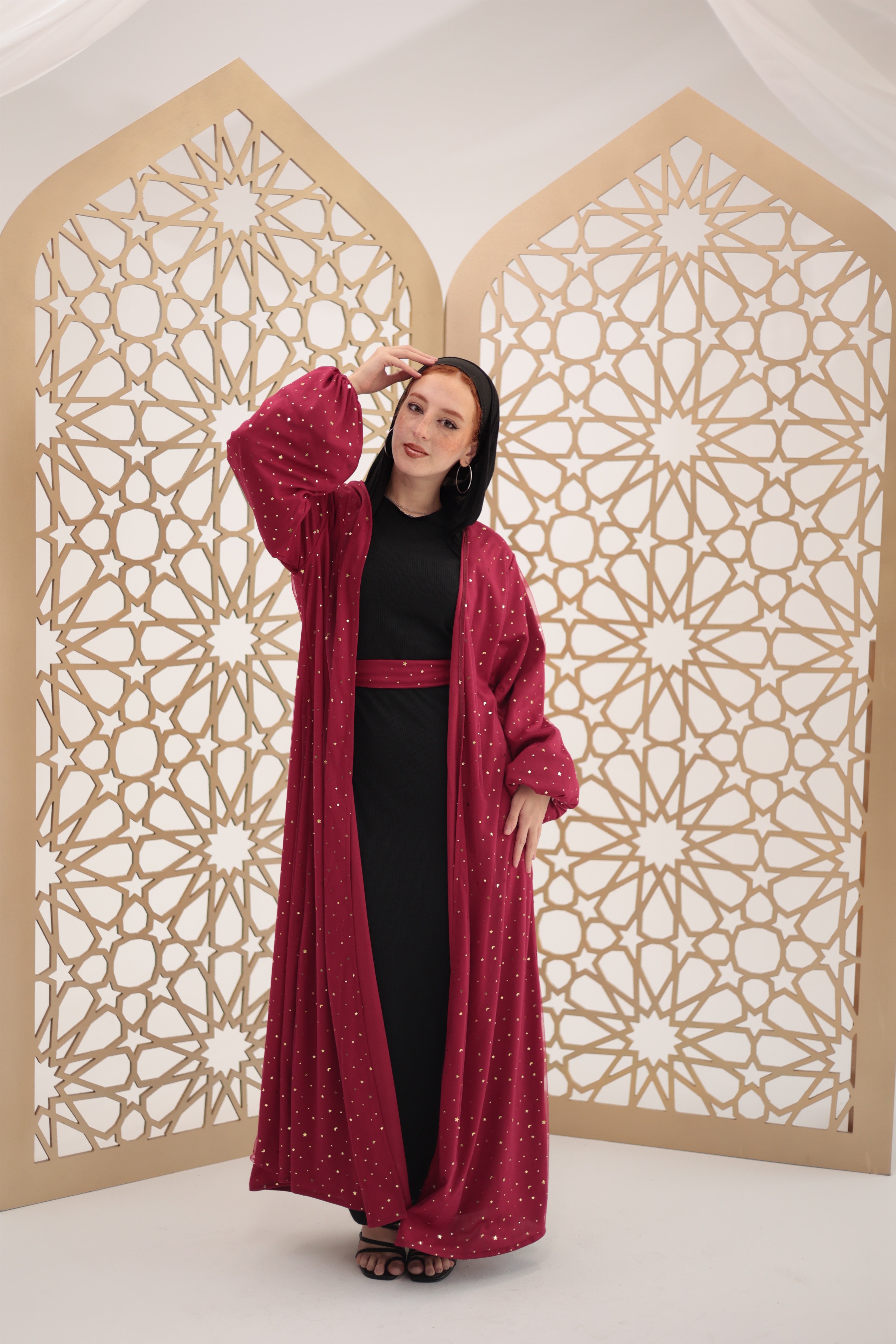 Burgandy stars qaftan