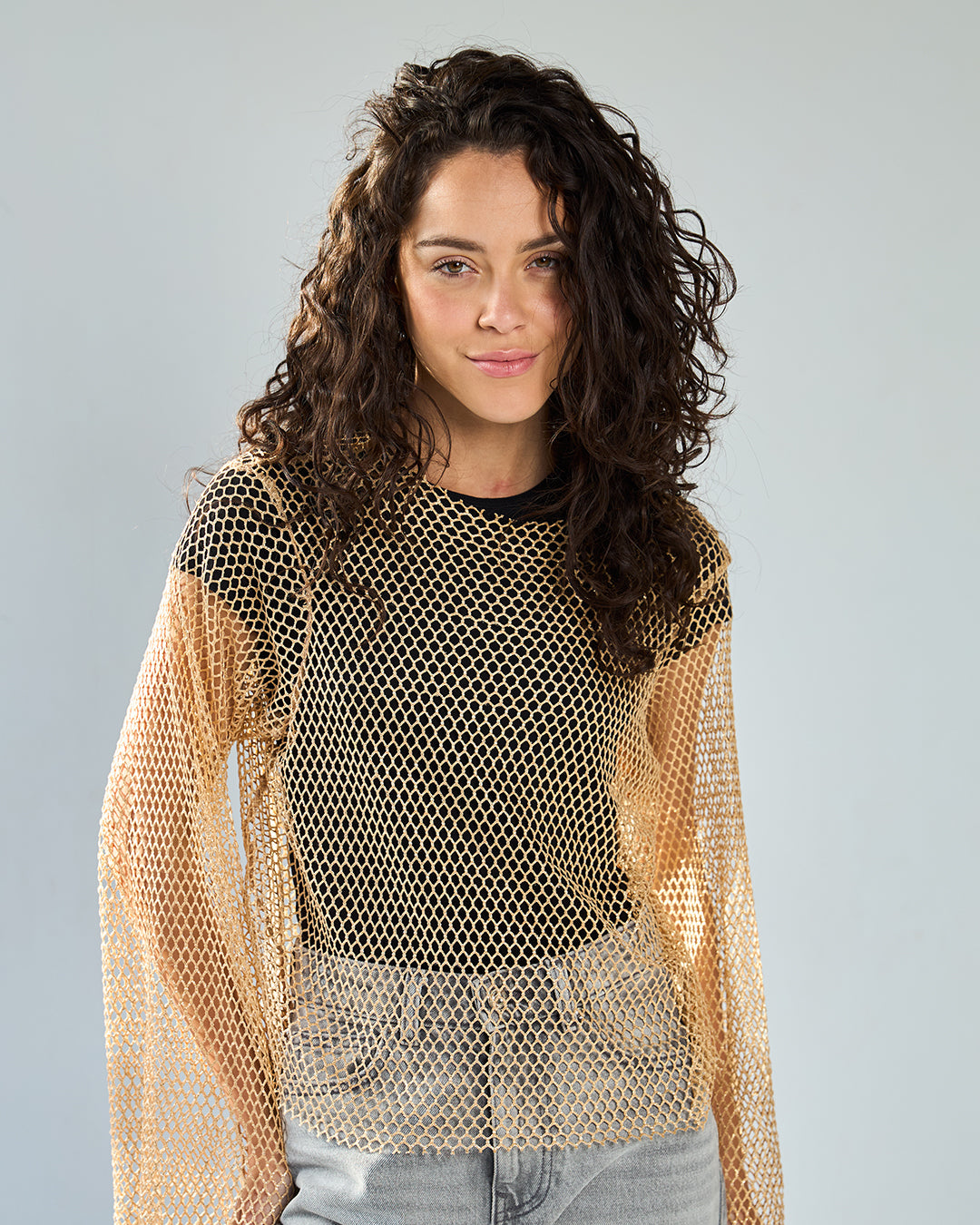 Gold mesh top