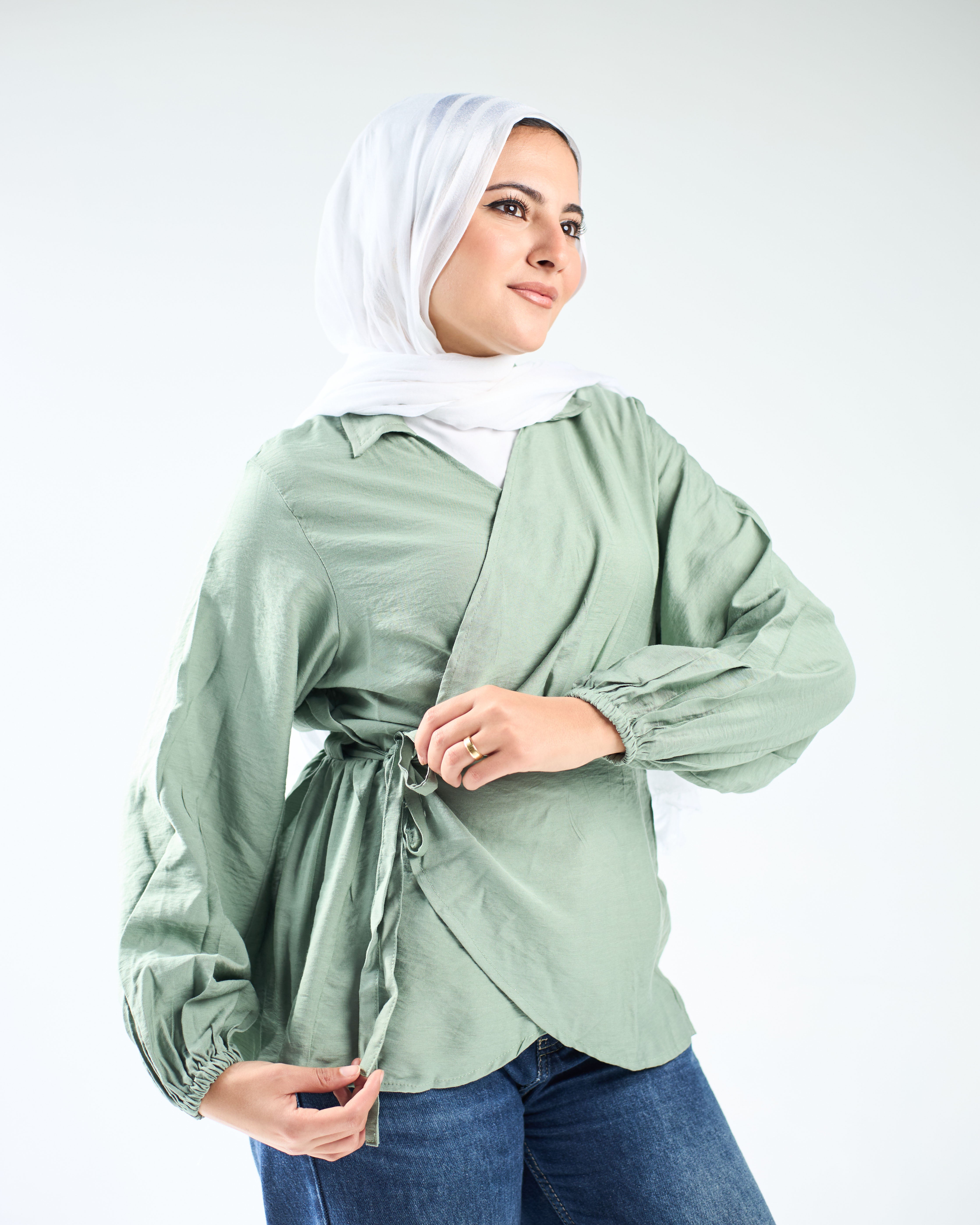 Linen wrap blouse