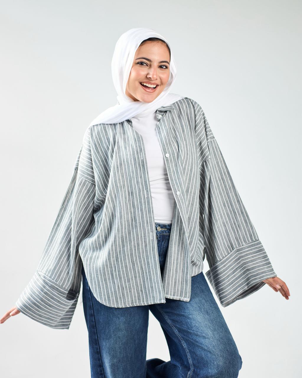 Stripped linen chemise