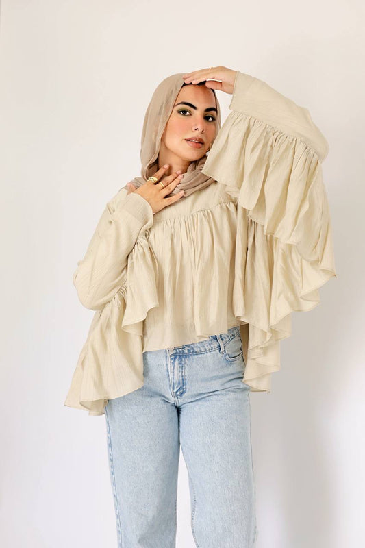 Beige butterfly blouse