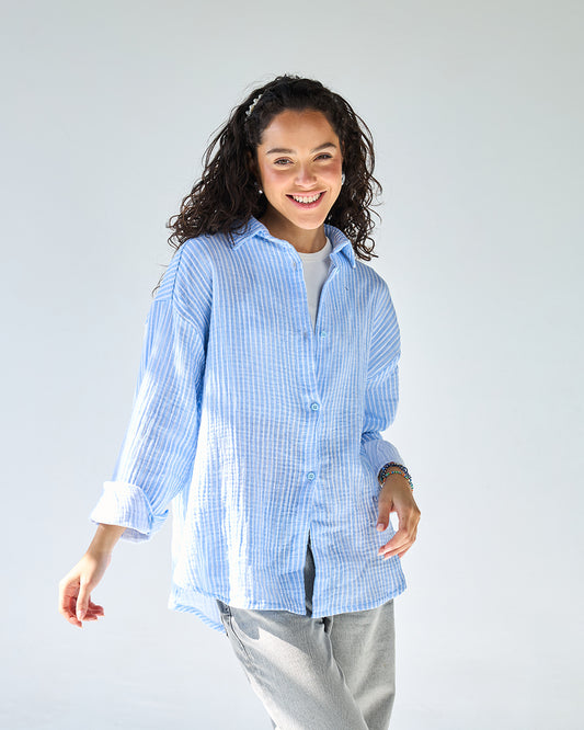 Blue stripped bubbly chemise