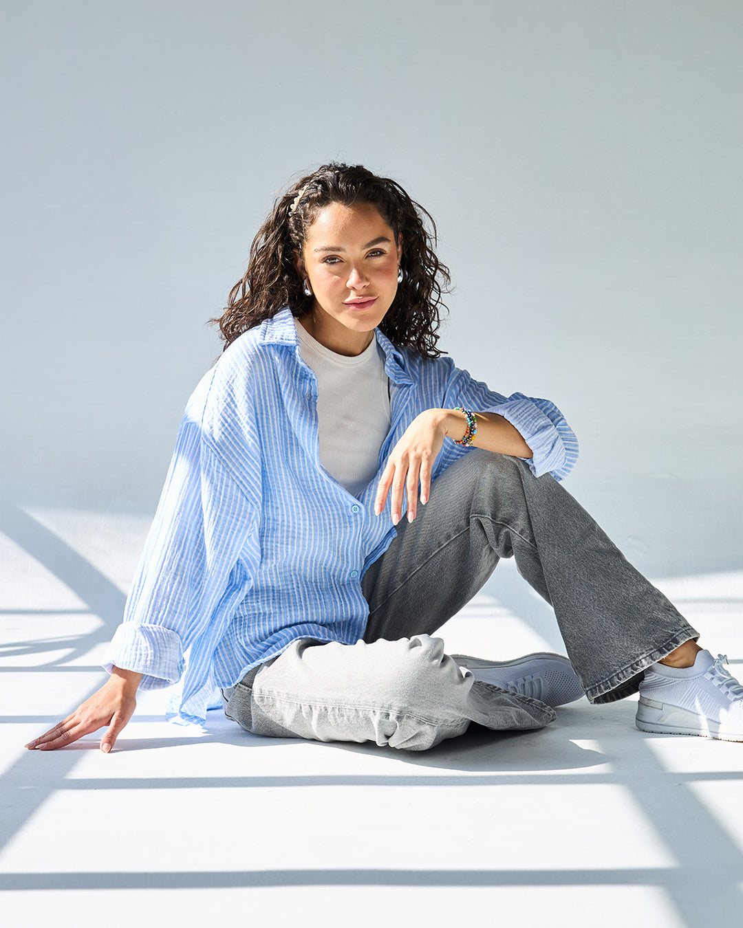 Blue stripped bubbly chemise