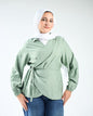 Sage linen wrap blouse