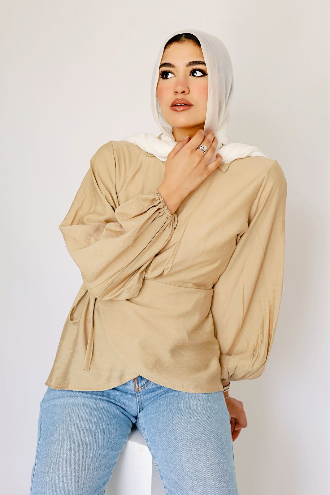 Linen wrap blouse