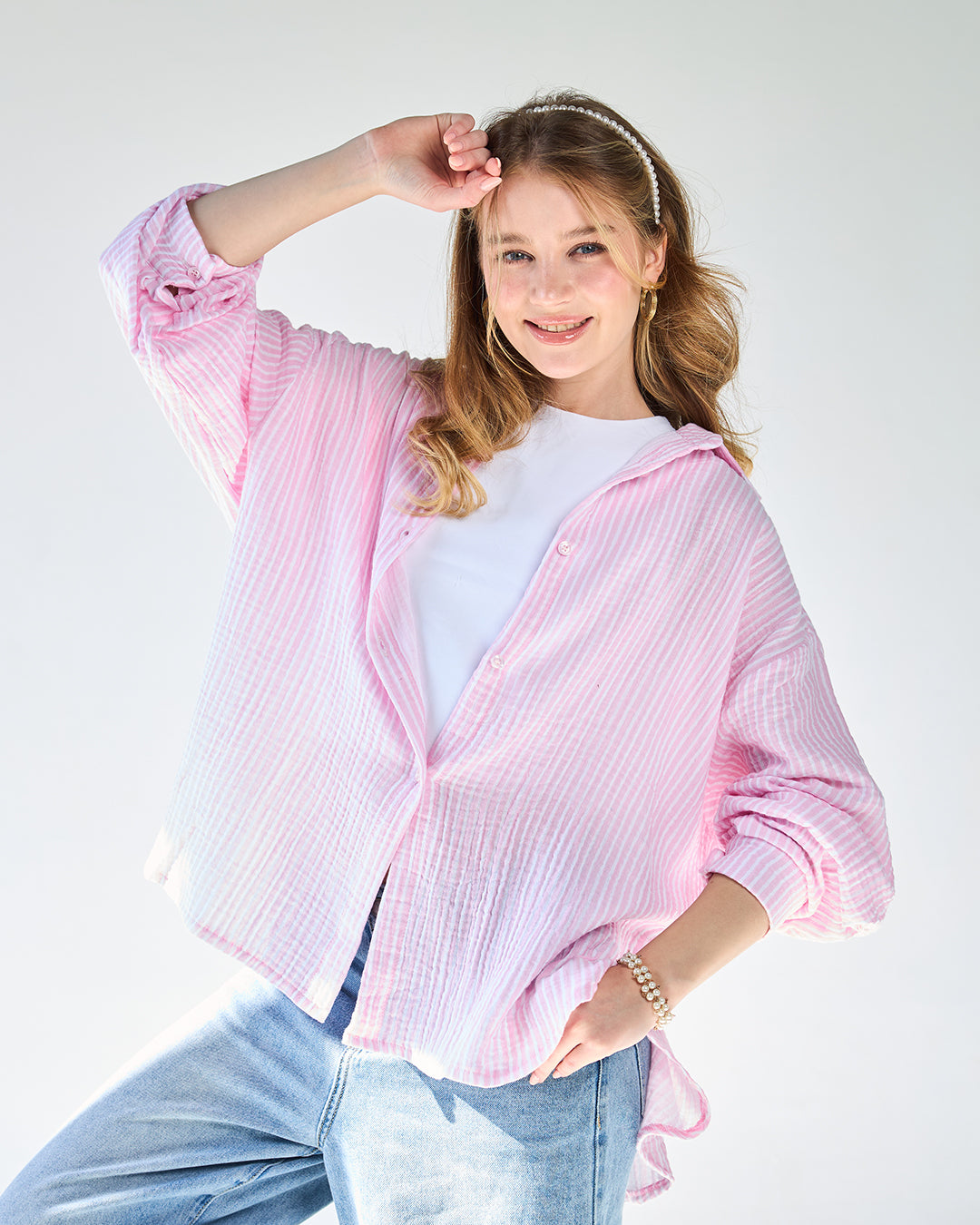 Pink stripped bubbly chemise