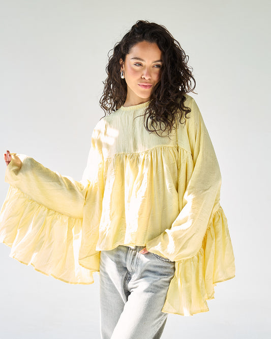 Yellow butterfly blouse