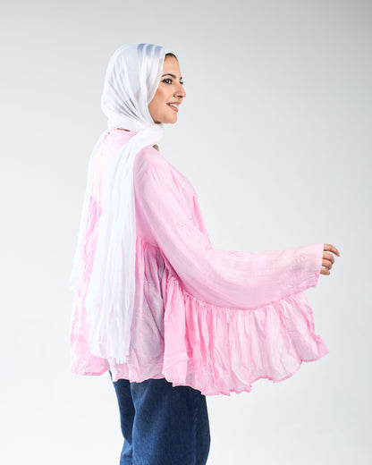 Pink Butterfly ruffled blouse