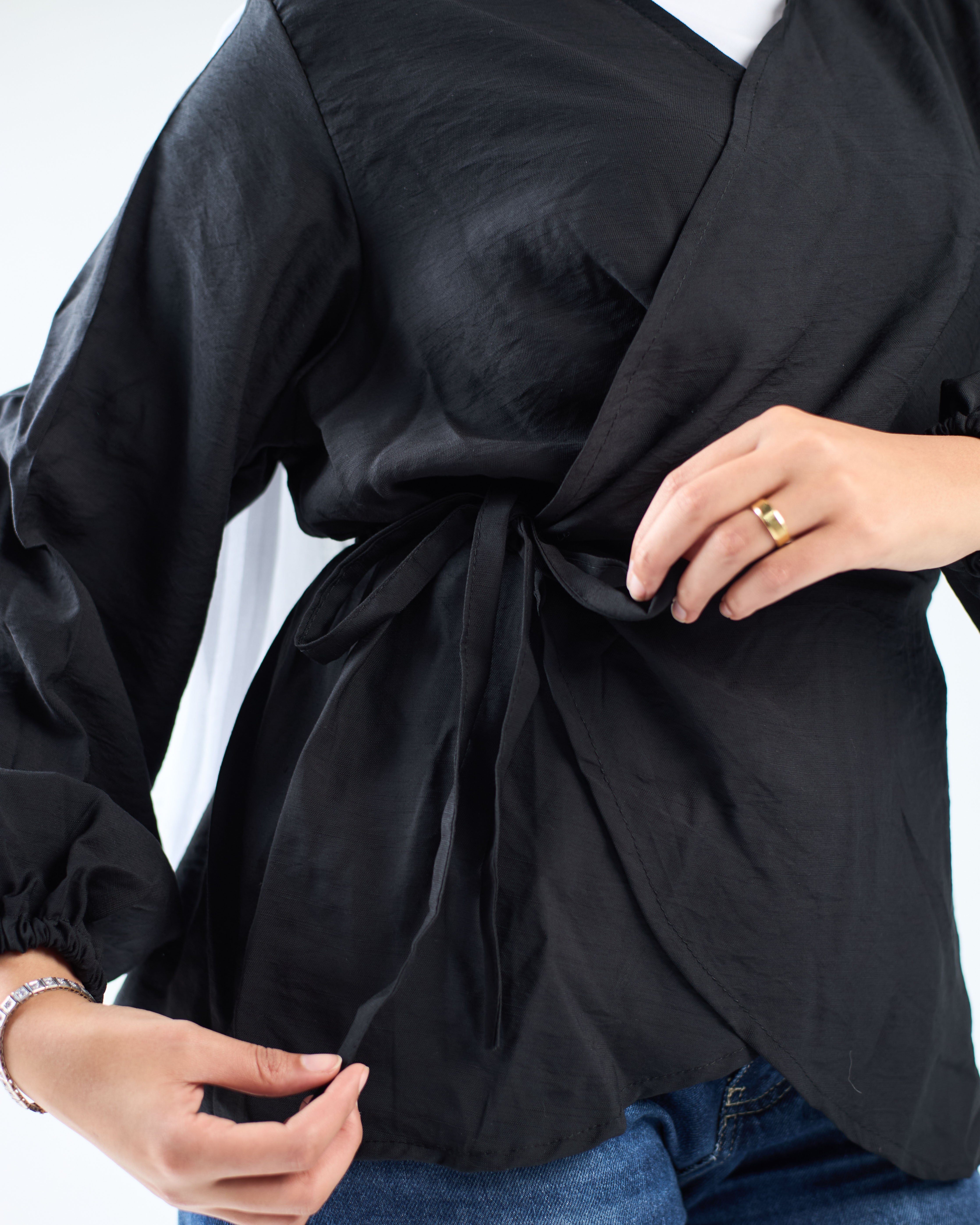 Linen wrap blouse