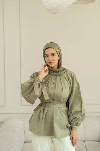 Sage comfy blouse