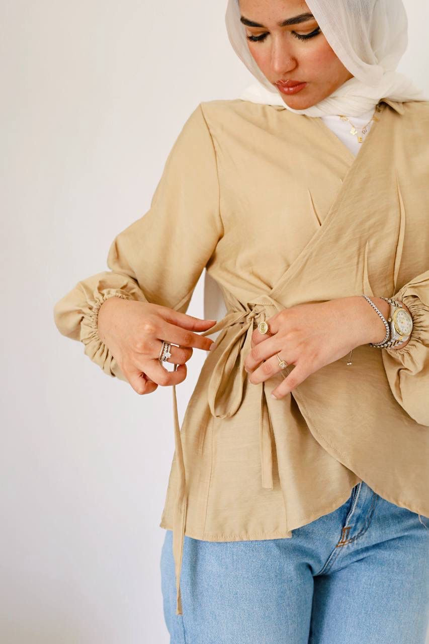 Linen wrap blouse