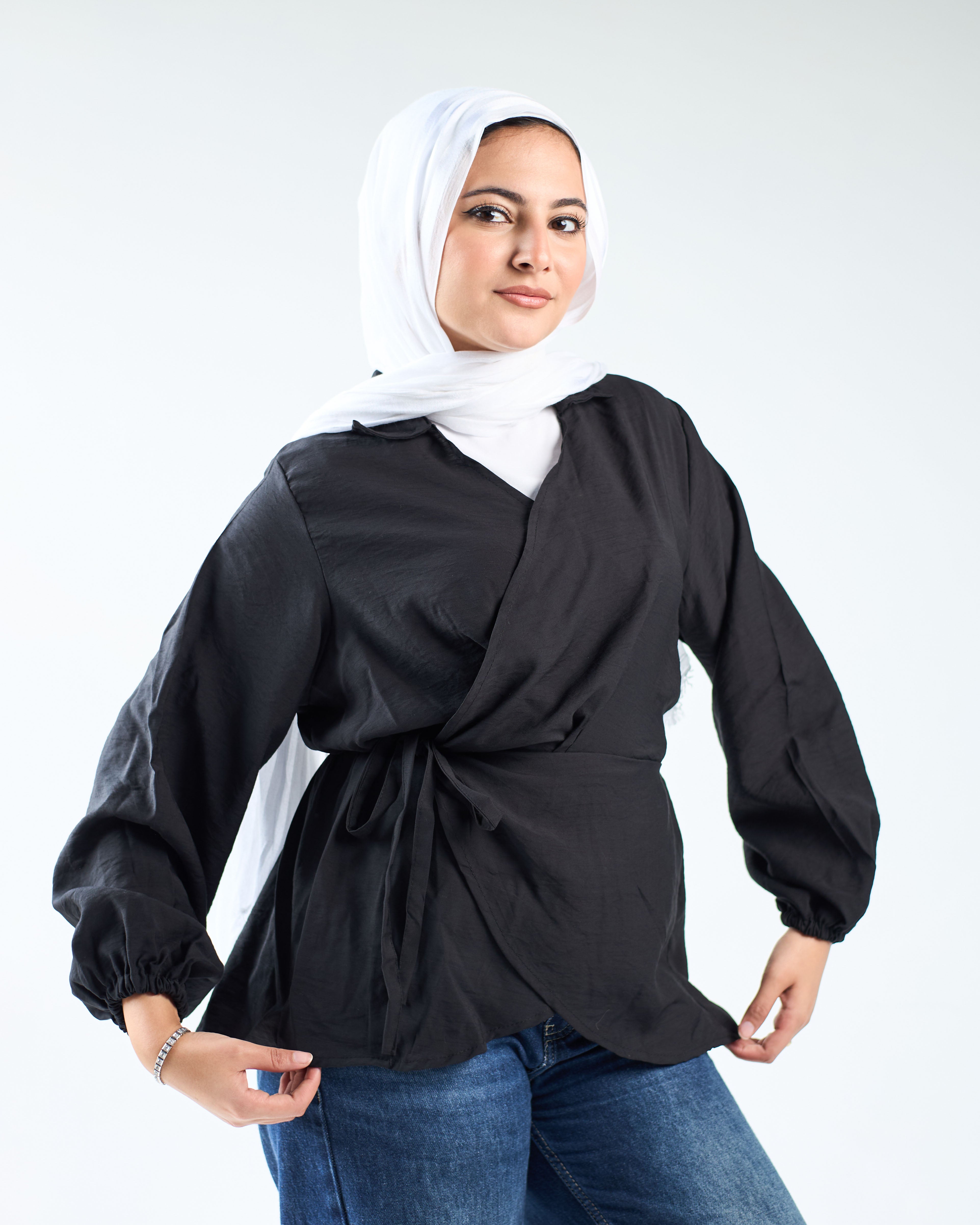 Linen wrap blouse
