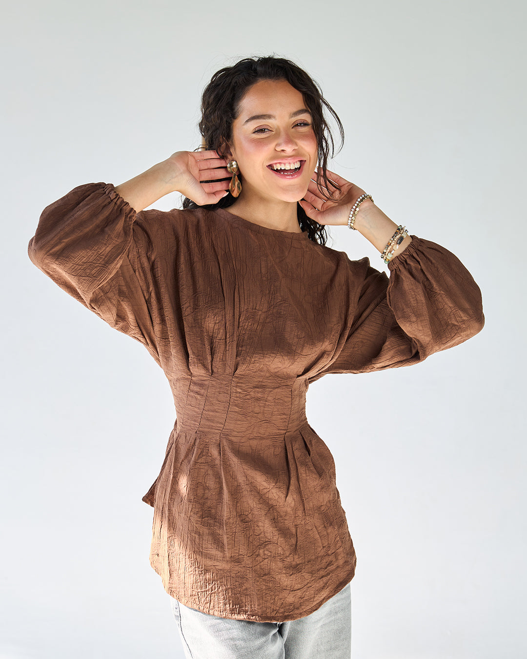 Brown rimmah blouse
