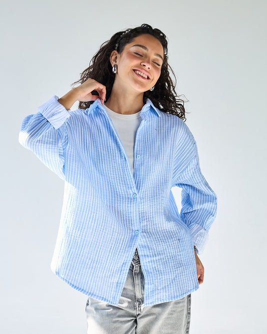 Blue stripped bubbly chemise