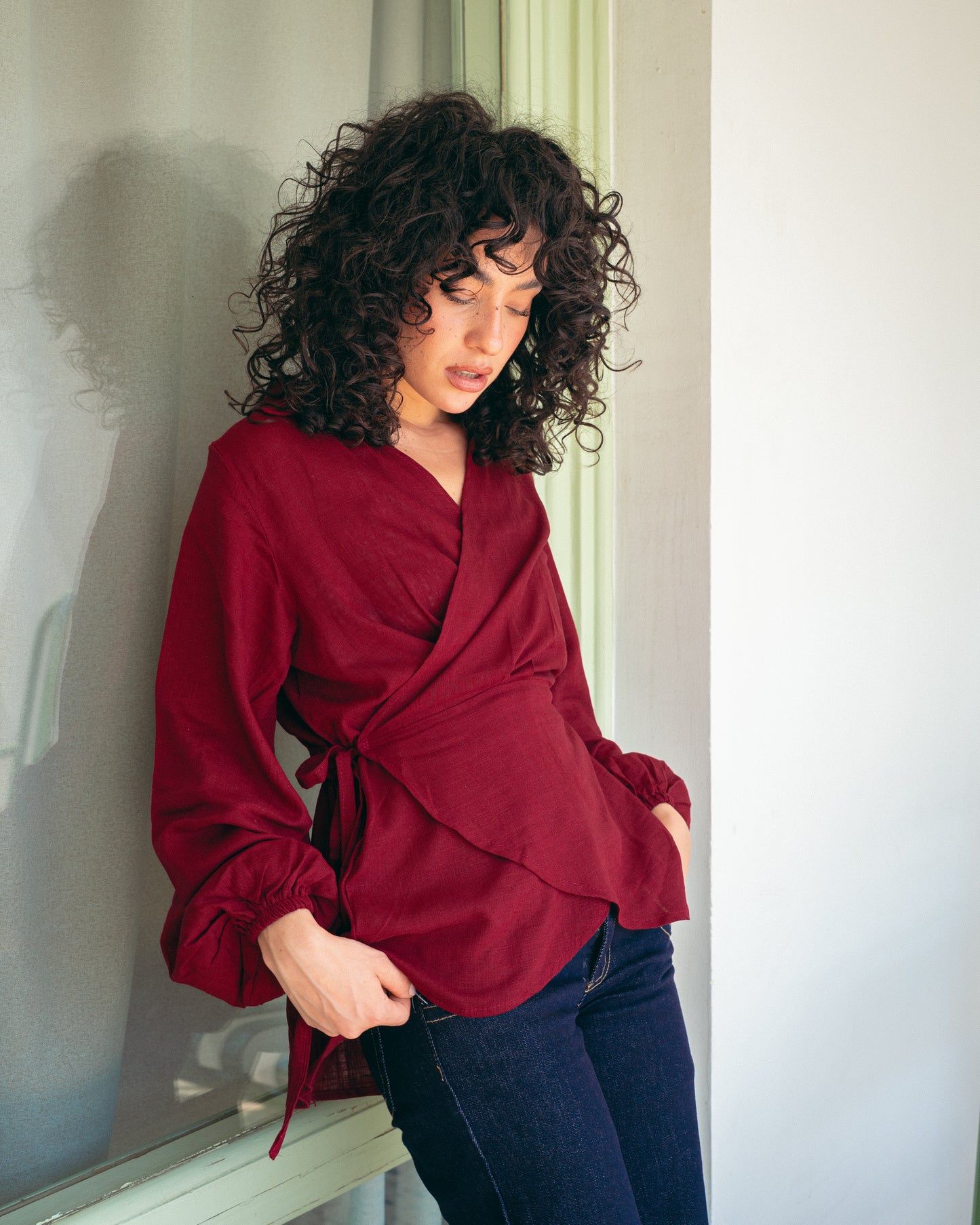 Burgandy roby blouse