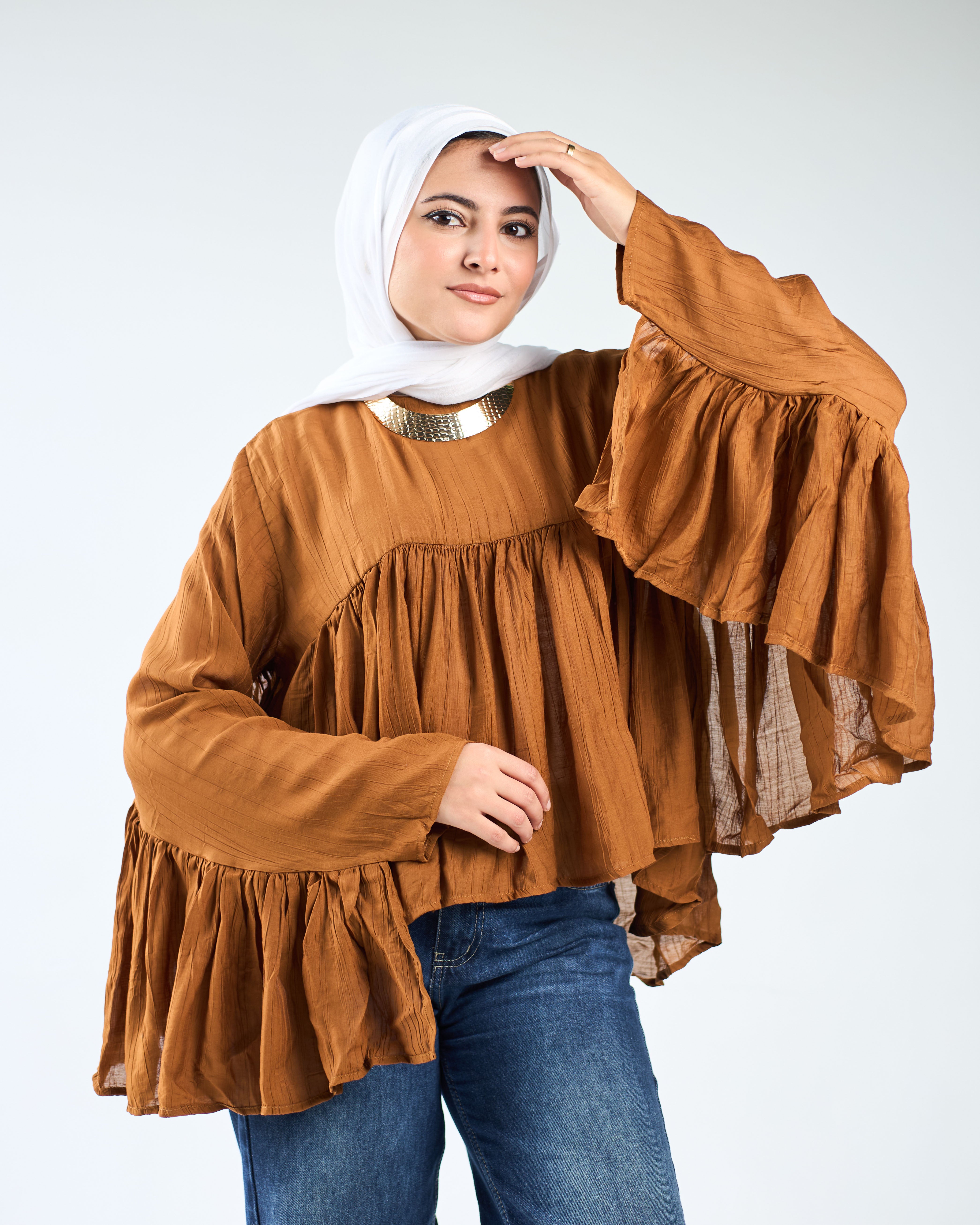 Butterfly ruffled blouse