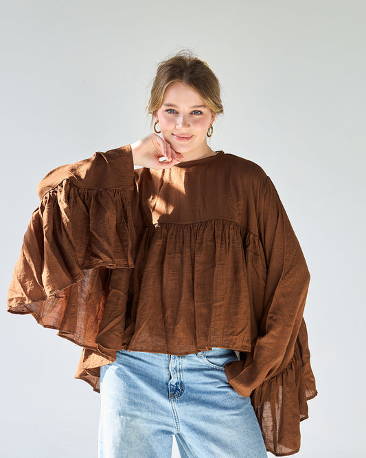 Brown butterfly blouse
