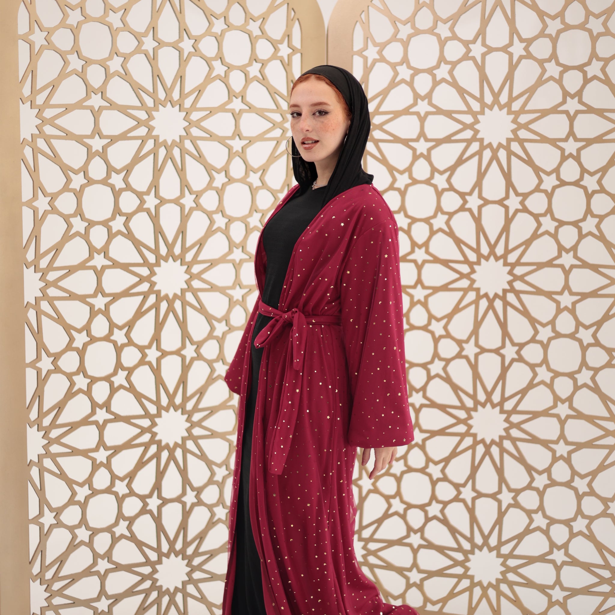 Burgandy stars qaftan