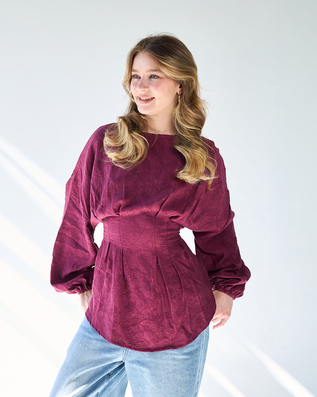 Burgandy rimmah blouse