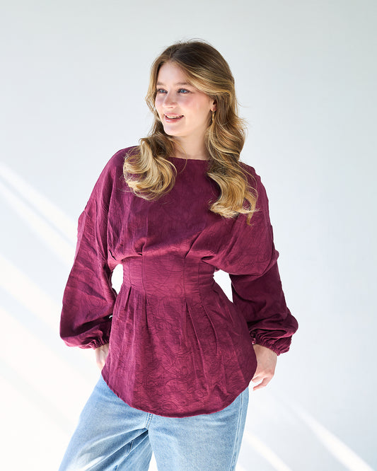 Burgandy rimmah blouse