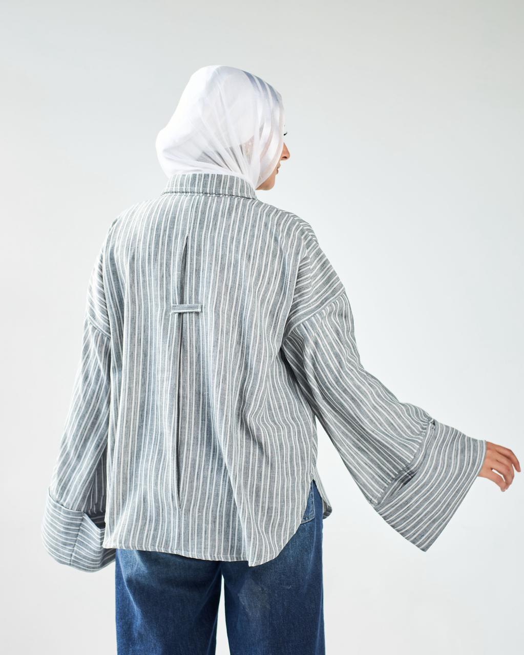 Stripped linen chemise