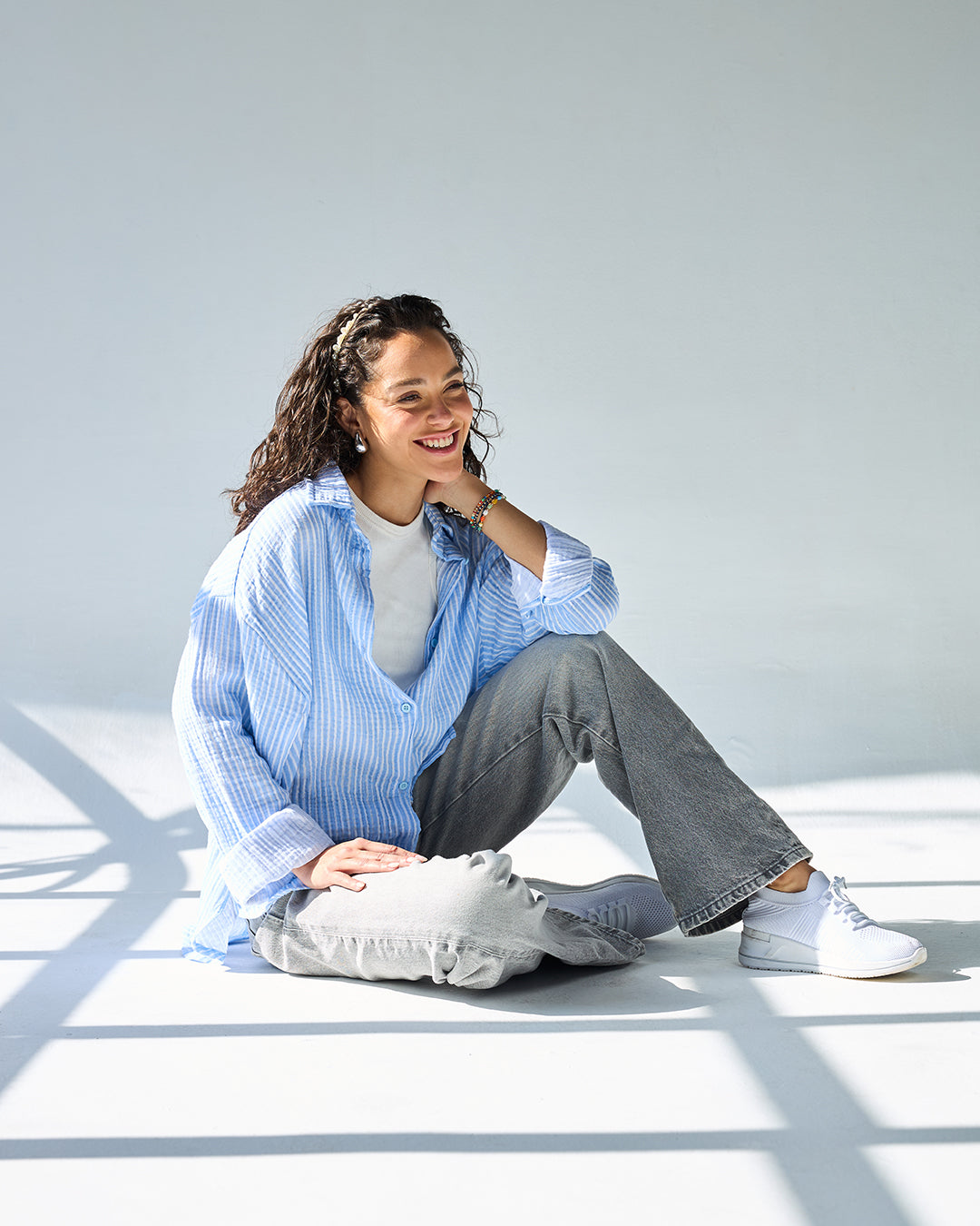 Blue stripped bubbly chemise