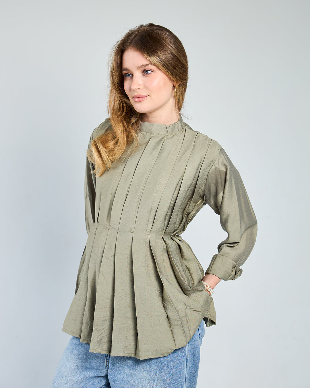 Olive lana blouse