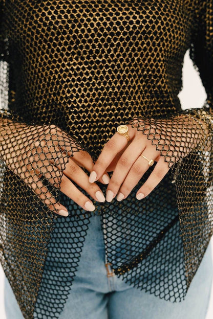 Black mesh top