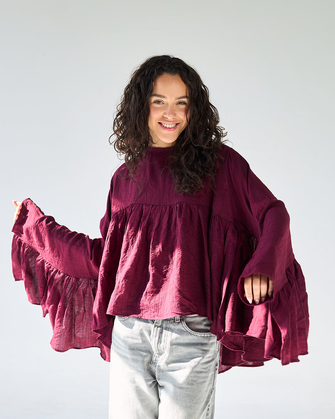 Burgandy butterfly blouse