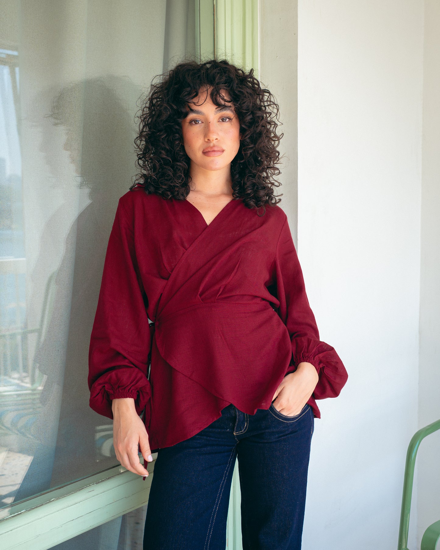 Burgandy roby blouse
