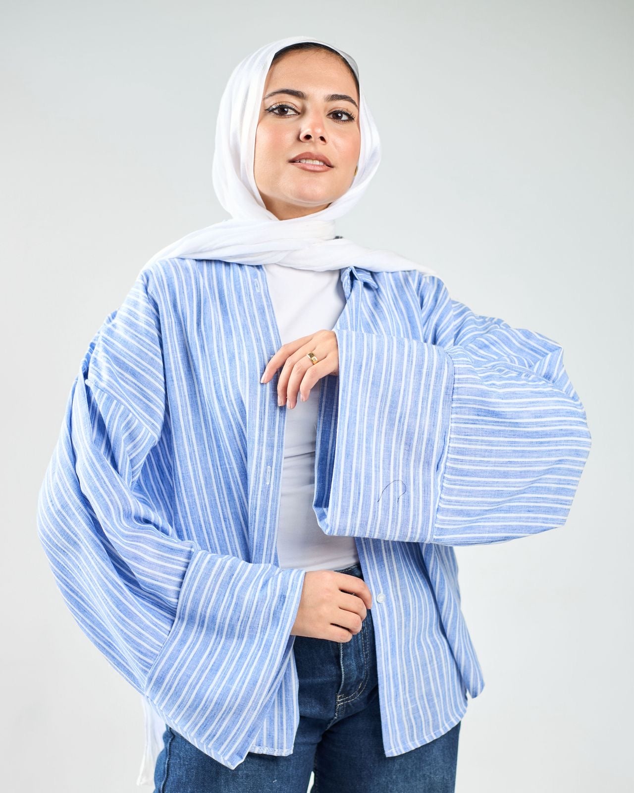 Stripped linen chemise