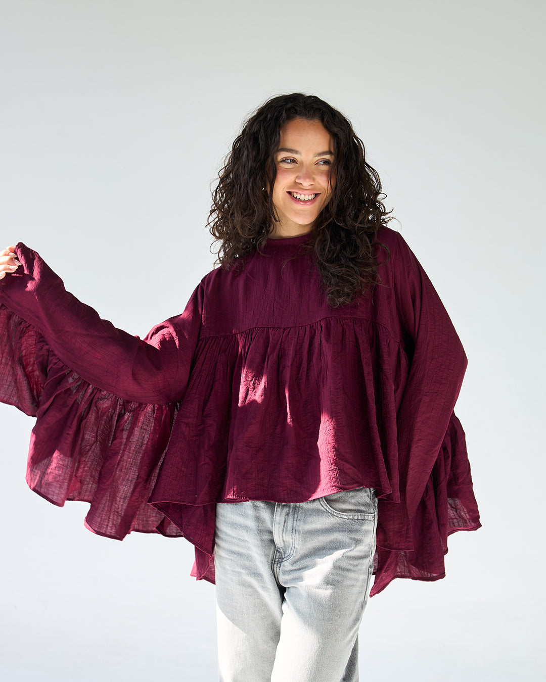 Burgandy butterfly blouse