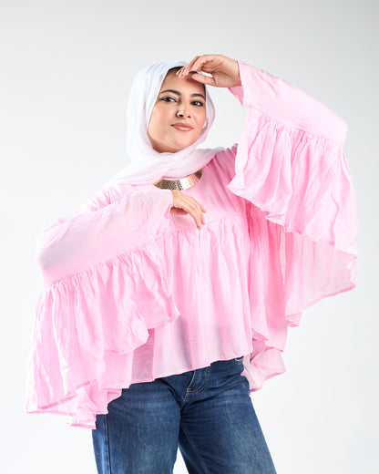 Pink Butterfly ruffled blouse