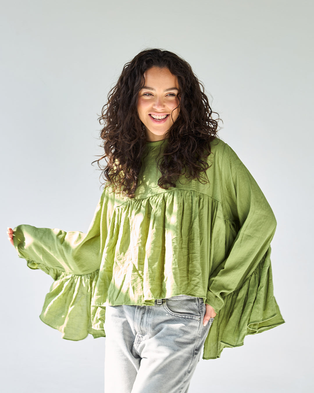 Green butterfly blouse